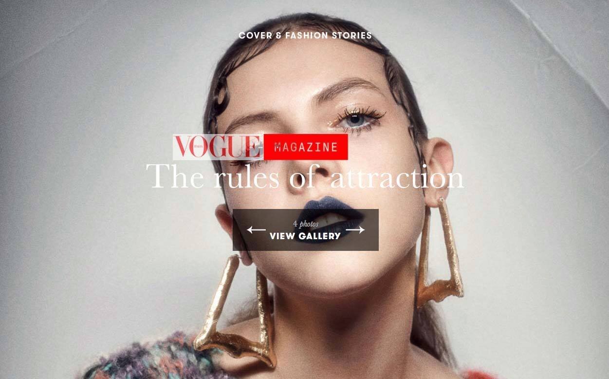 VOGUE.IT - COVER PAGE - GOLD MEDIUM TRIANGLE BAMBOO EARRINGS $65.00