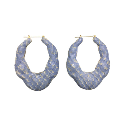 BAMBOO SMALL SCALLOP EARRINGS - SKY BLUE - Seville Michelle