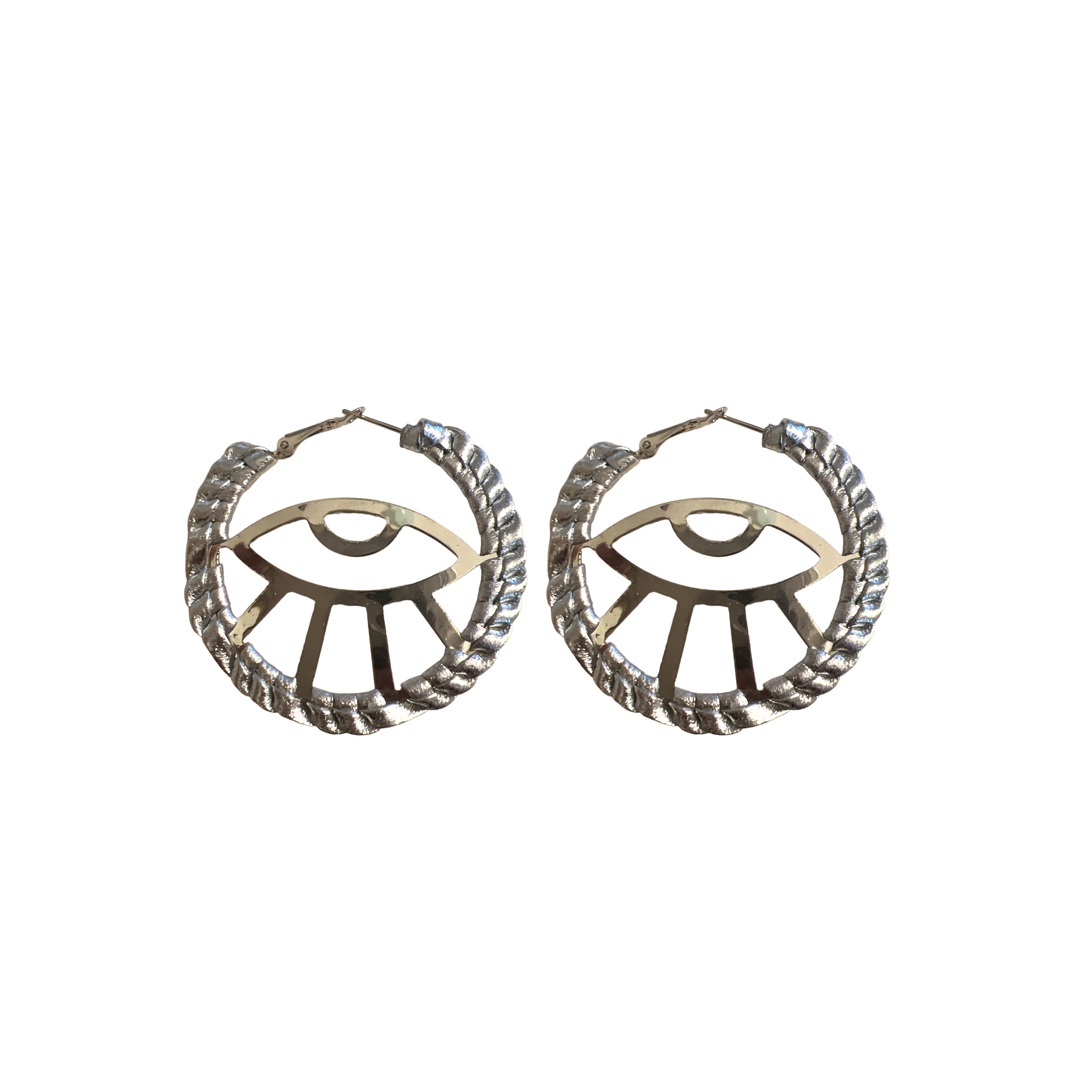 MATI SMALL HOOP EARRING WITH METALLIC SILVER TRIM – Seville