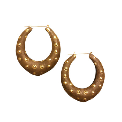 SHELL LAMB LEATHER BAMBOO HOOPS - DOWNTOWN SABLE - Seville Michelle