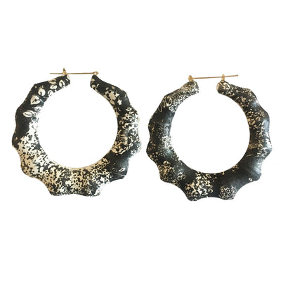BAMBOO LEATHER HOOPS- FAIRYTALE BLACK AND WHITE - Seville Michelle