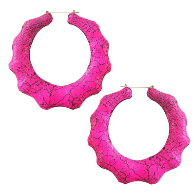 BAMBOO LEATHER HOOPS- NEON PINK - Seville Michelle