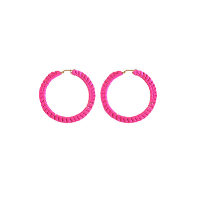 MALENA WOVEN LEATHER SMALL NEON PINK - Seville Michelle