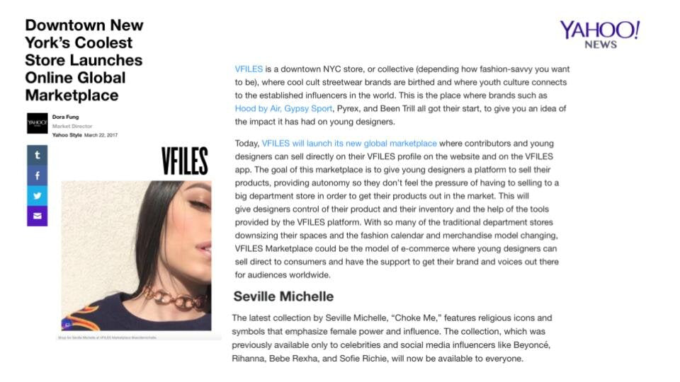VFILES ANNOUCING COLLAB WITH SEVILLE MICHELLE -  MARITIME CHOKER $125.00