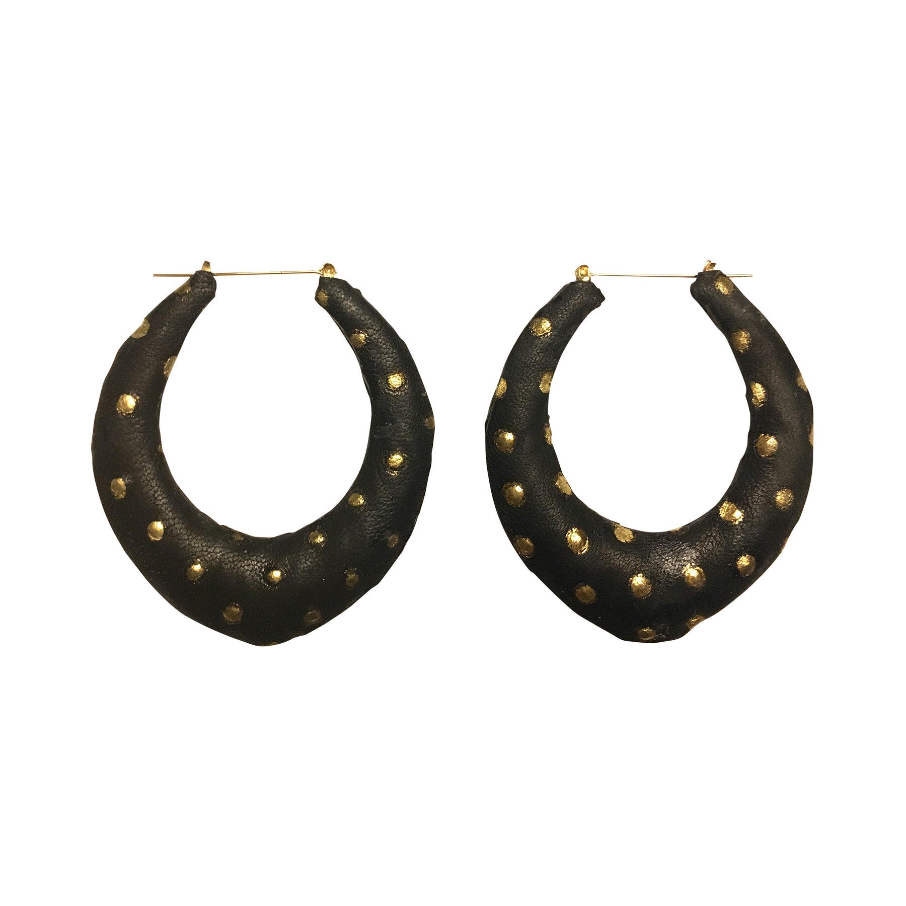 SHELL LAMB LEATHER BAMBOO HOOPS - DOWNTOWN – Seville Michelle