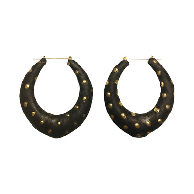SHELL LAMB LEATHER BAMBOO HOOPS - DOWNTOWN - Seville Michelle