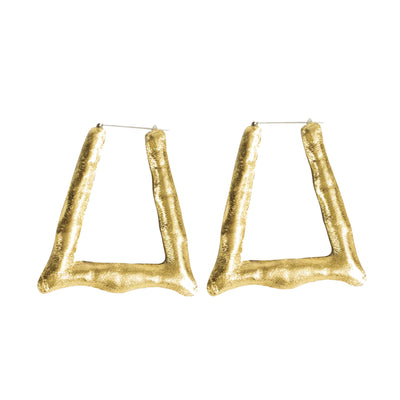MEDIUM TRIANGLE LEATHER BAMBOOS - GOLD - Seville Michelle
