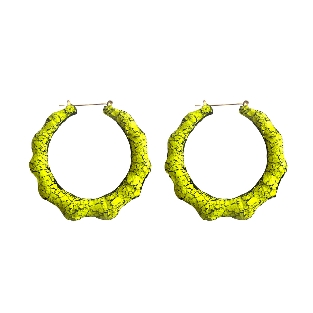 Lime green online hoop earrings